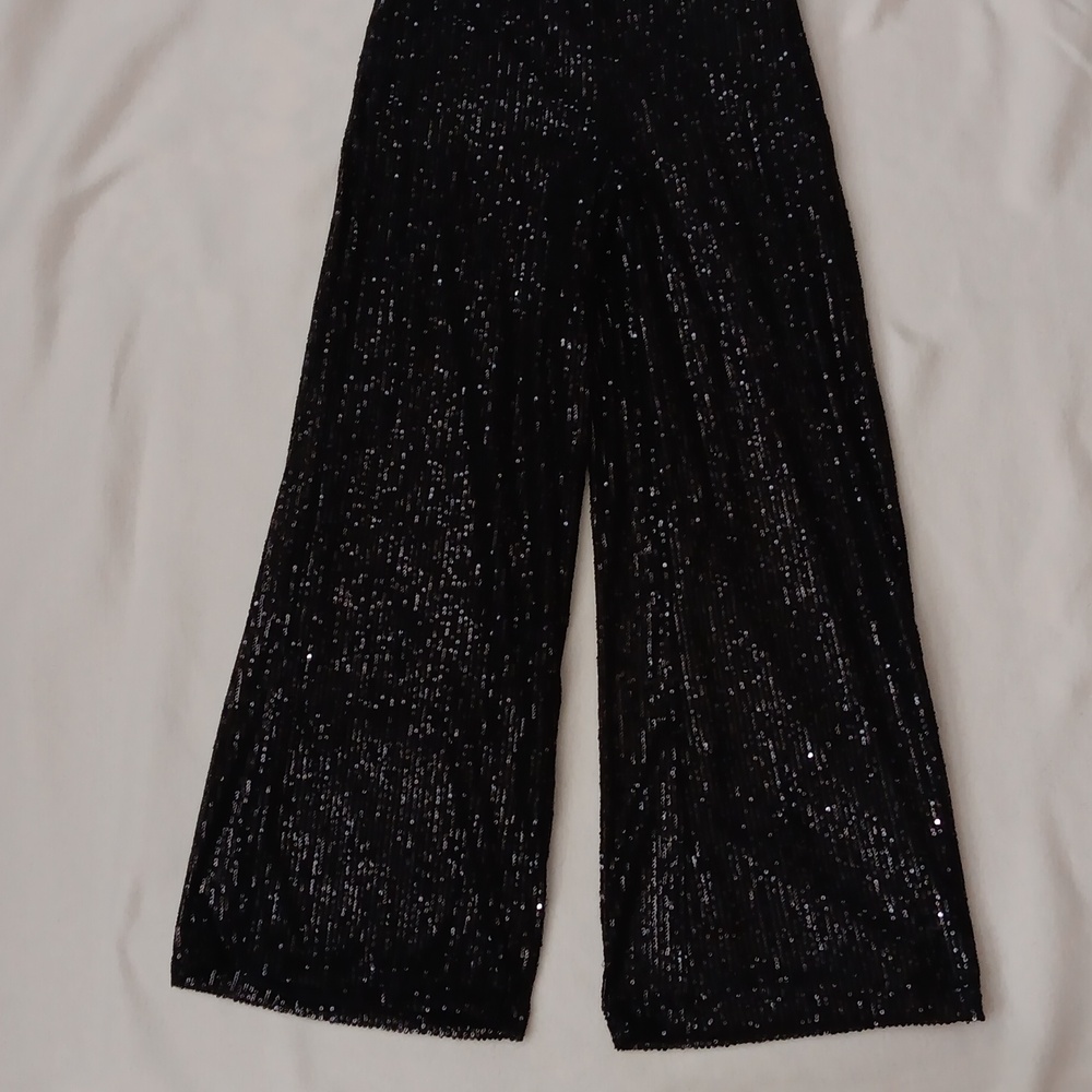 Sequin BlackWide Leg Pants